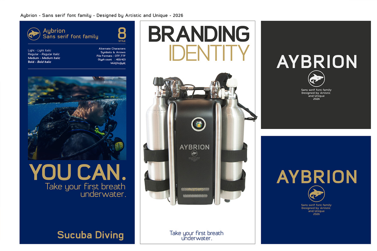 Aybrion - Sans Serif Font Family, a Sans Serif Font by Artistic & Unique (Photo 8 of 15)