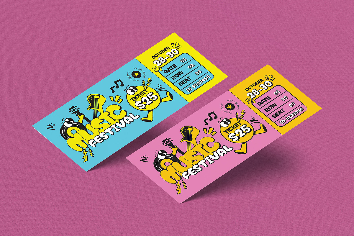 Music Festival Ticket, a Card Template by graphicook (Photo 1 of 3)