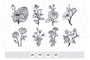 Flowers Alphabet Outline Art