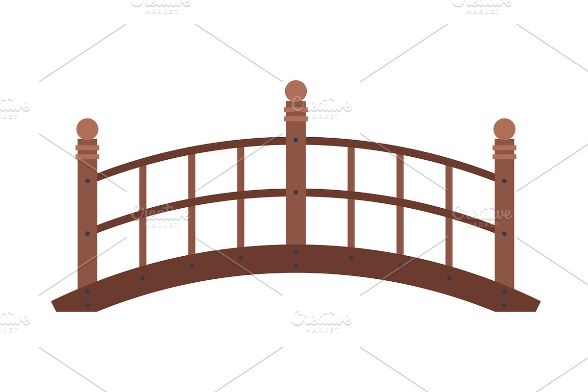 Arched Wooden Bridge, Urban, an Object Illustration by TopVectors
