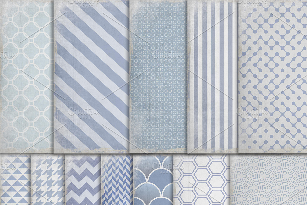 Digital Paper Pack -Worn Dusty Blue