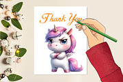 Watercolor Funny Grumpy Unicorn PNG, an Illustration by CraftArtStudio (Thumbnail 5 of 5)