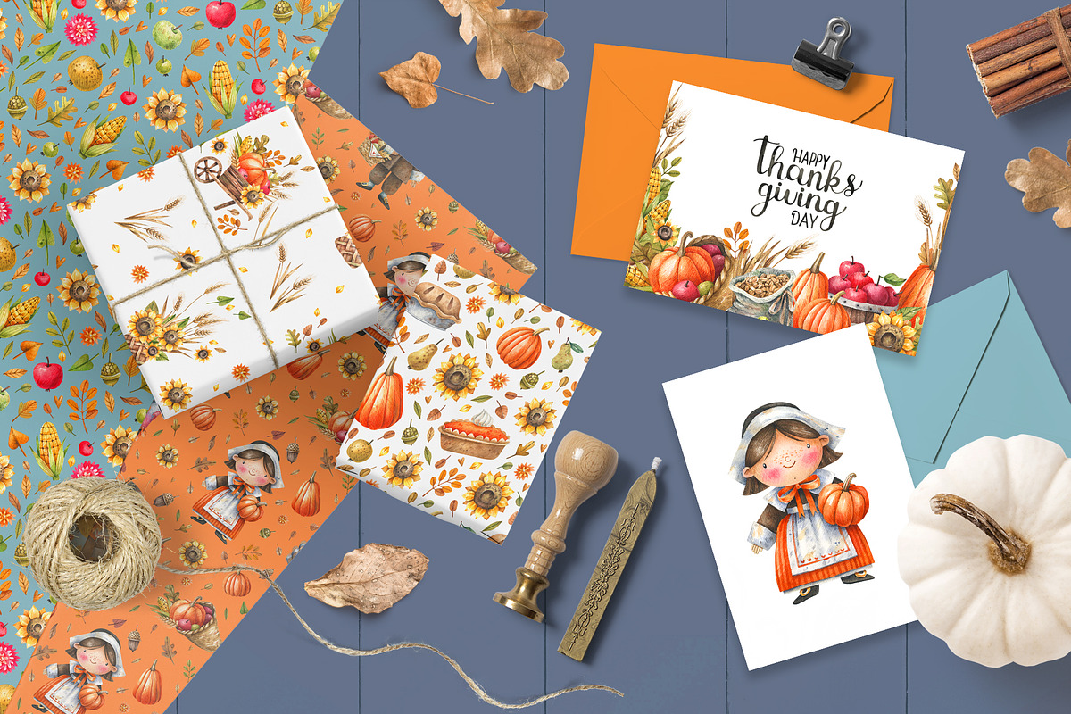 Happy Thanksgiving Day!, a Decorative Illustration by Watercolor by Tonia Tkach (Photo 2 of 10)