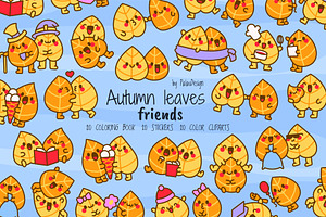 Cute Kawaii Autumn Leaf Couple, a Seasonal Illustration by Palau