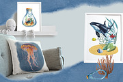 Underwater world watercolor collecti, an Animal Illustration by IrynaPanashii (Thumbnail 9 of 16)