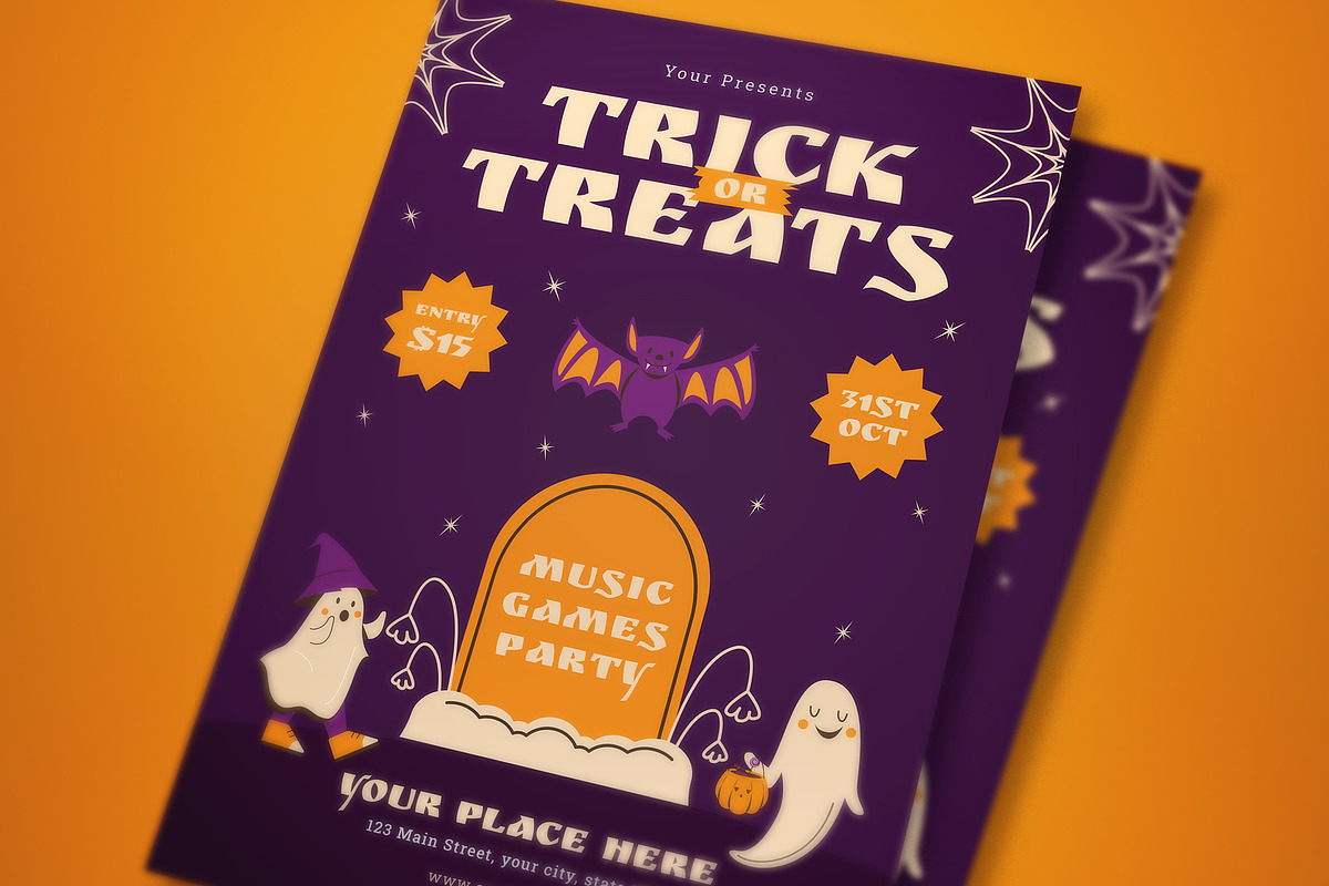 Trick or Treat Flyer Set, a Flyer Template by graphicook (Photo 3 of 3)