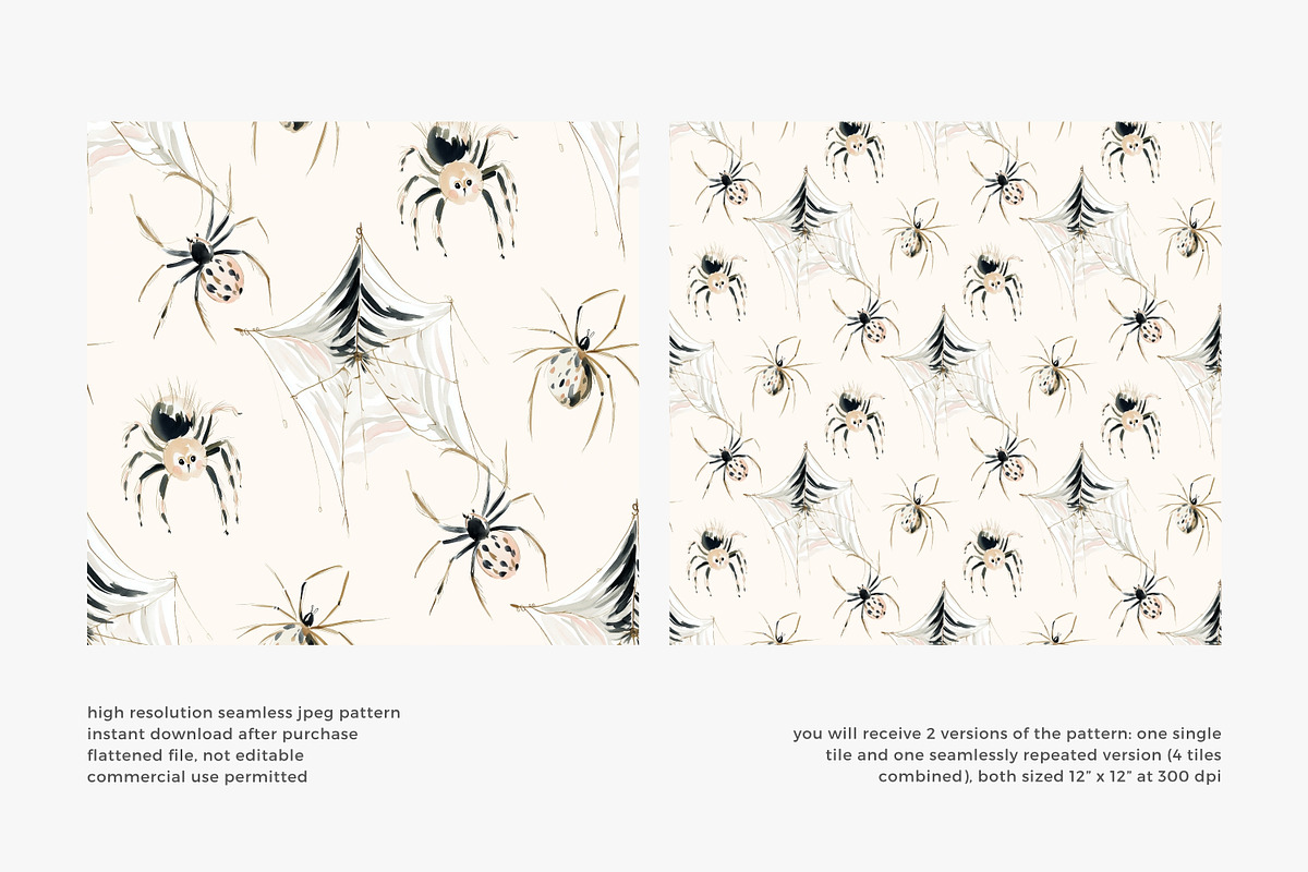 watercolor spider seamless pattern, a Pattern Graphic by Pink Studio Art (Photo 3 of 4)