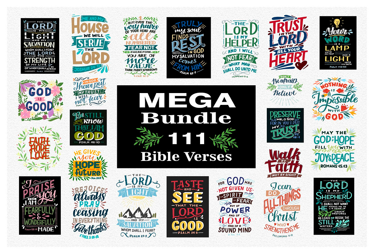 MEGA BUNDLE 111 Bible Verses, an Illustration by Ola-la-la (Photo 1 of 17)