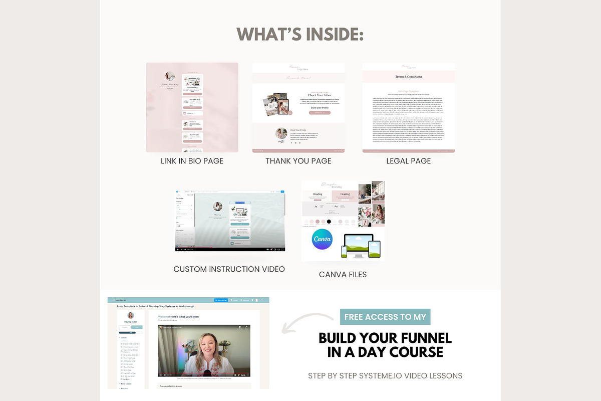 Systeme.io Blush Link in Bio, a Landing Page Template by Hayley's Digital Hub (Photo 3 of 10)