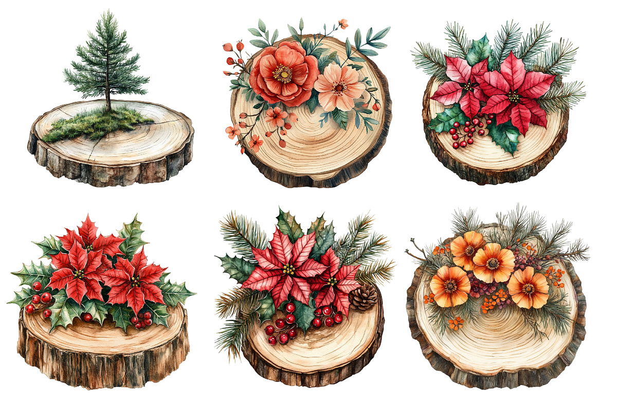 Christmas Wood Slice clipart, an Illustration by Designworld (Photo 2 of 6)