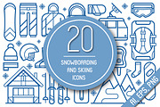 Snowboard and Ski Equipment Icons, an Outline Icon by Alex Krugli (Thumbnail 1 of 5)