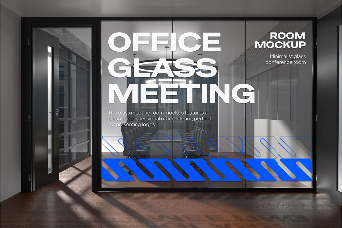 Office Glass Meeting Room Mockup, an Advertising Mockup by Permadi Creative (Photo 2 of 5)