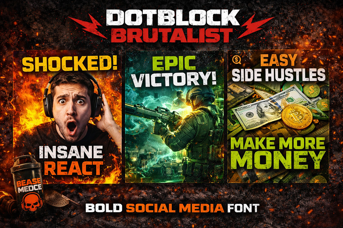 DotBlock Brutalist, a Blackletter Font by Art StoreID (Photo 6 of 13)