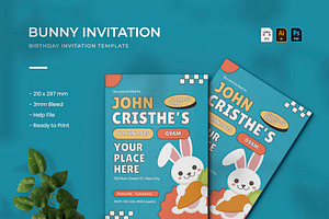 Bunny - Birthday Invitation, a Print Template by VUNIRA