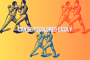 Boxing Men From 1950's. Vector Pack, an Illustration by TheBlackPixelCo (Thumbnail 2 of 4)