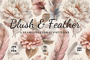 Blush & Feather Seamless Patterns, a Pattern Graphic by LUSH Studio (Thumbnail 1 of 6)
