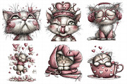 Quirky Valentines Cats Clipart, an Illustration by Daily.Designs (Thumbnail 4 of 8)