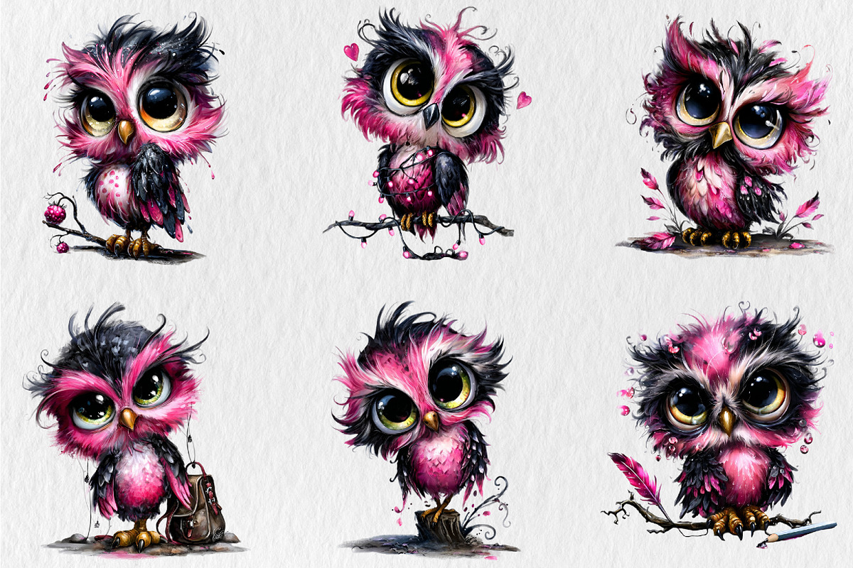 Whimsical Quirky Owl Clipart, a Seasonal Illustration by Rose Art (Photo 4 of 7)