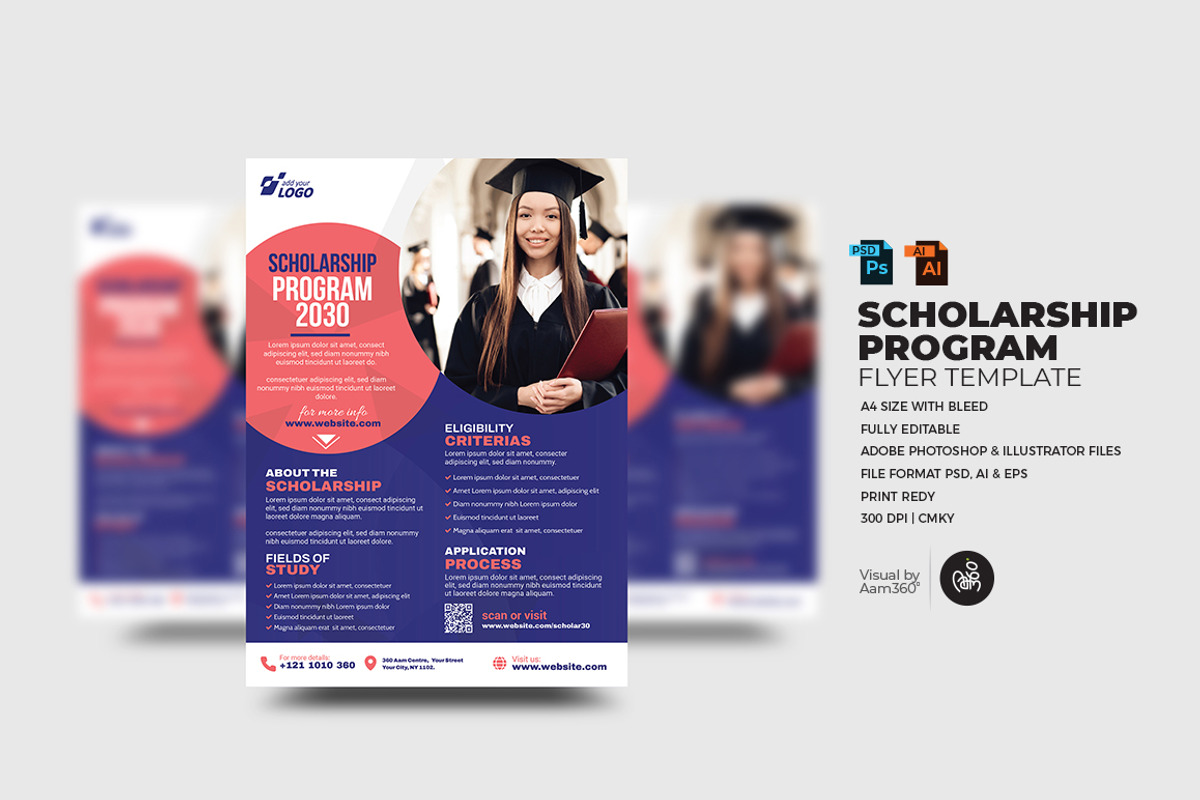 Scholarship Program Flyer Template, a Flyer Template by Aam360 (Photo 1 of 3)
