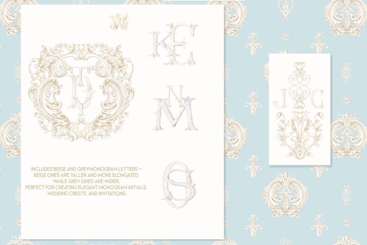 Regency wedding monogram crest, a Decorative Illustration by WonderWonder (Photo 3 of 9)