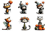 Whimsical Cats Clipart Bundle, an Illustration by CraftArtStudio (Thumbnail 5 of 6)