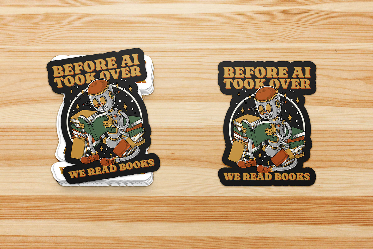 Robot Reading Among a Pile of Books, a Branding & Logo Template by Judsart (Photo 3 of 3)