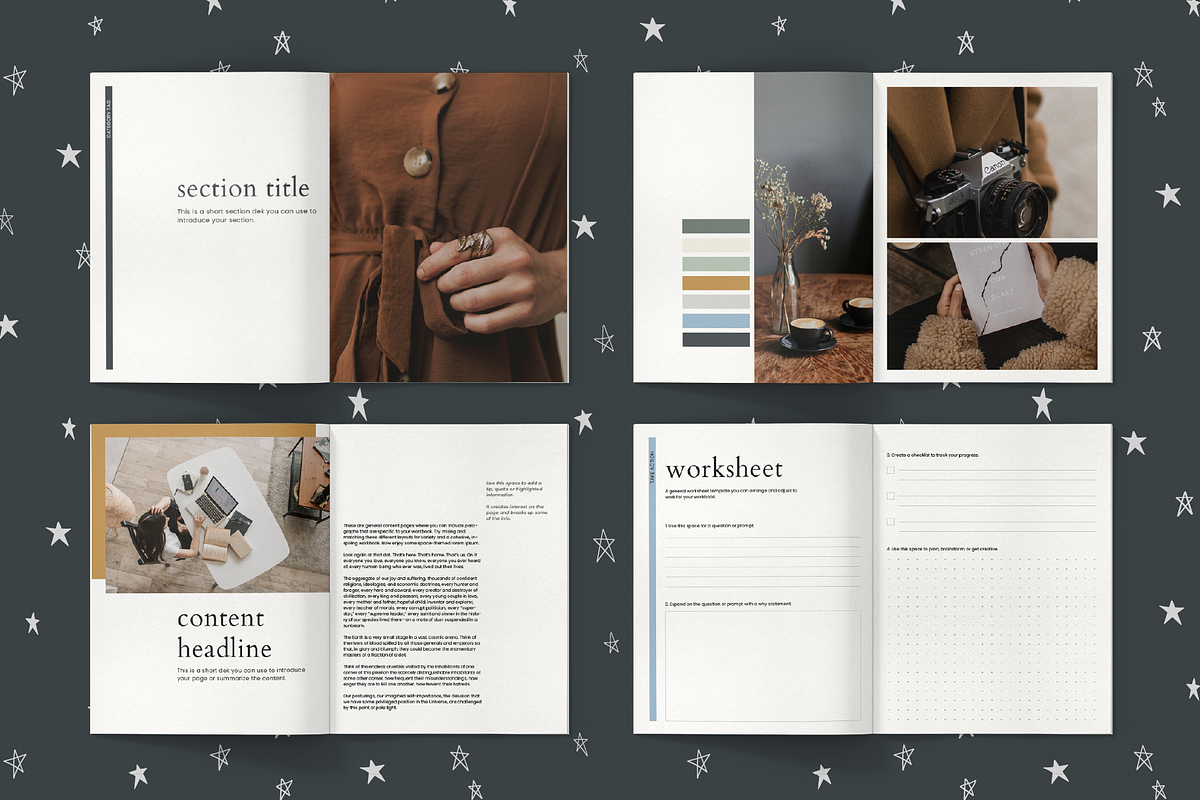 Workbook Canva InDesign Template, a Magazine Template by KT Designs (Photo 3 of 7)