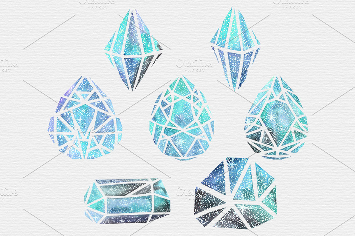 Watercolor Galaxy Crystal Clipart, an Illustration by TigerlilyDesignCo (Photo 2 of 2)