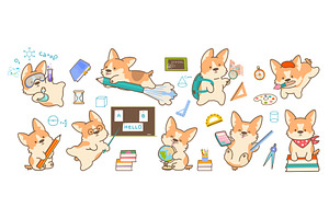 Cartoon funny puppy. Adorable corgi, an Animal Illustration by Valerie Bodnar