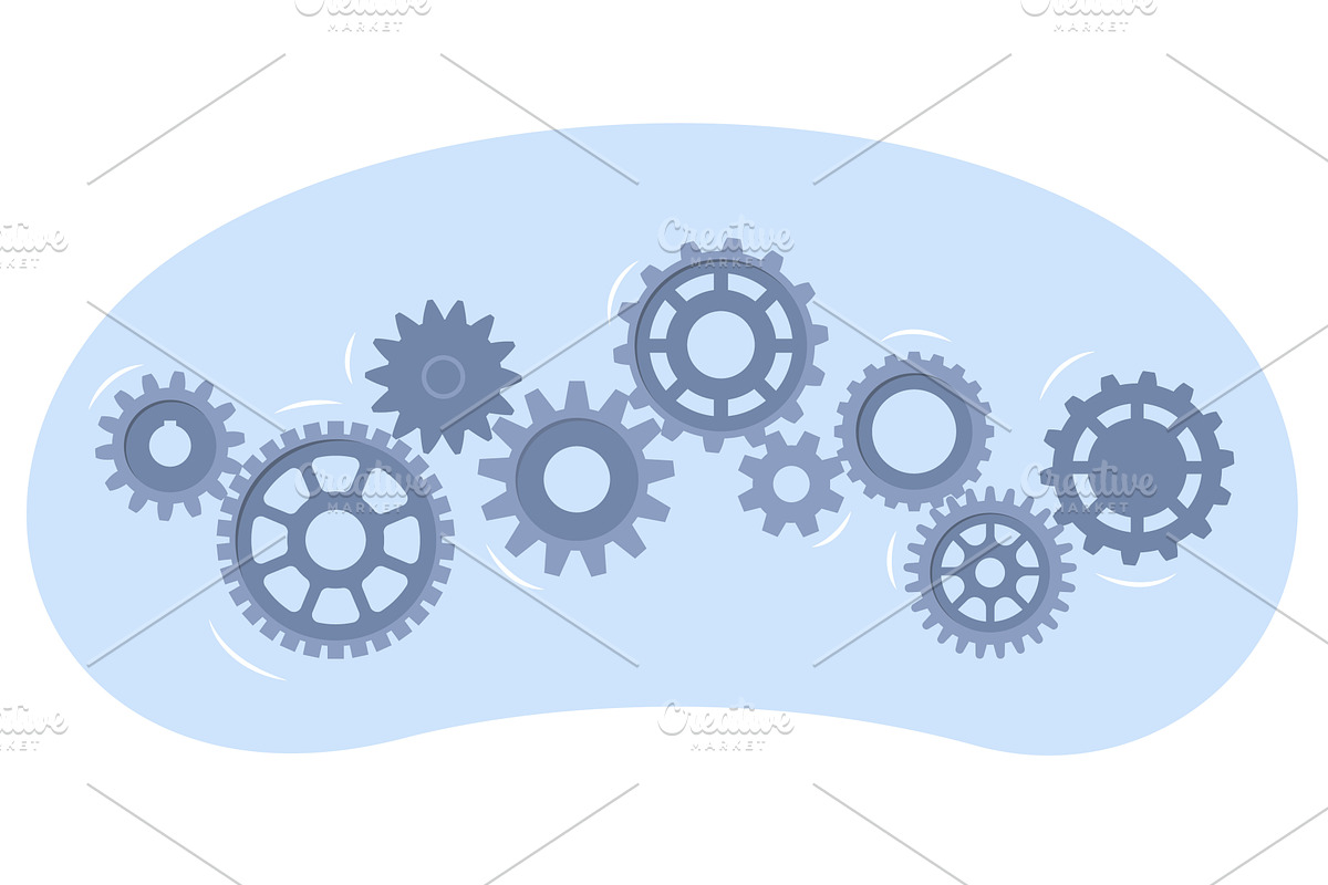 Gears folded into one mechanism, an Illustration by Vectorbuum