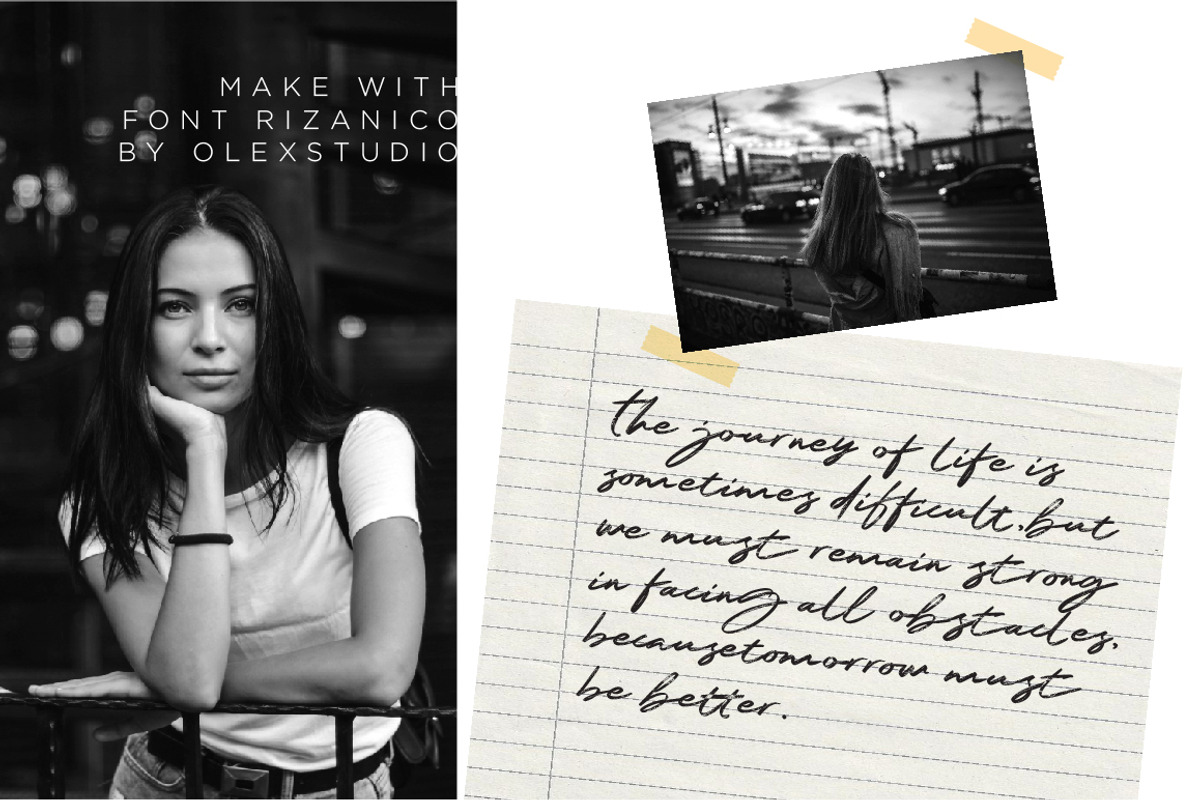 Rizanico - Handwriting Brush Script, a Script Font by Olexstudio (Photo 5 of 8)
