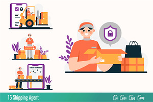 Shipping Agent - Flat illustration, a Work Illustration by SlideFactory