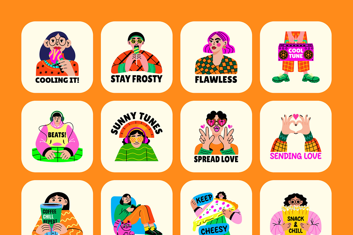 Cool Stickers Set, an Emoji Icon by Prosymbols (Photo 7 of 8)
