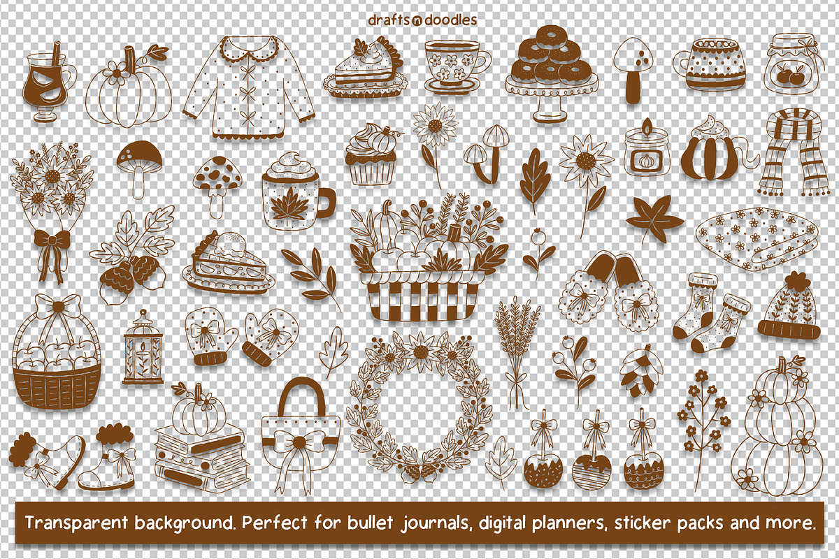 Fall Favorites Line Art SVG Bundle, a Seasonal Illustration by Drafts n Doodles (Photo 3 of 3)