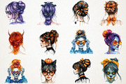 Halloween Messy Bun Clipart, an Illustration by RobertsArt (Thumbnail 7 of 7)