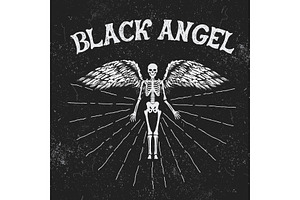 Vintage Label With Black Angel