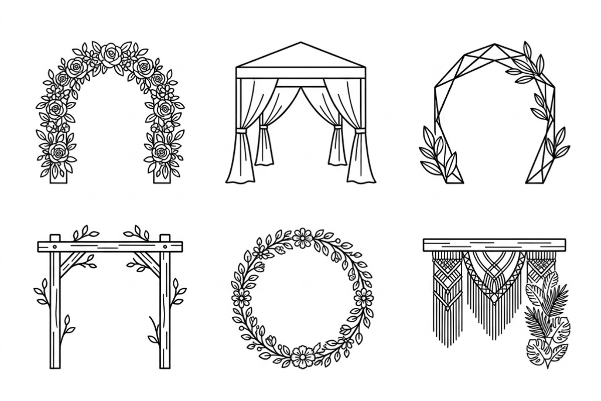 Bundles Set Floral Wedding Icons, an Outline Icon by adenpinkstore (Photo 44 of 44)
