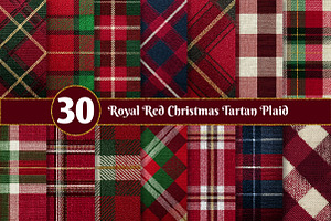 Royal Red Christmas Tartan Plaid, a Texture Illustration by Dream Creation