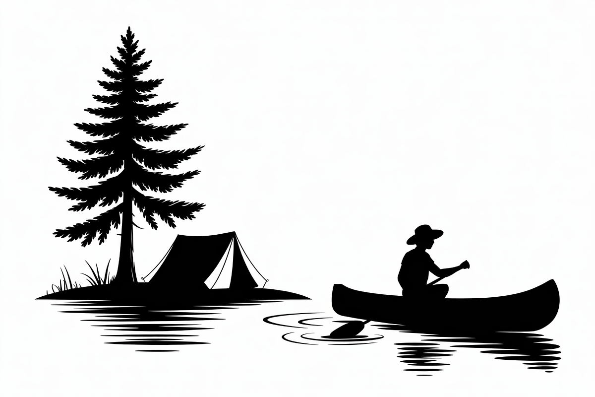 camping and canoe lake vector, an Illustration by Amazin_art (Photo 3 of 17)