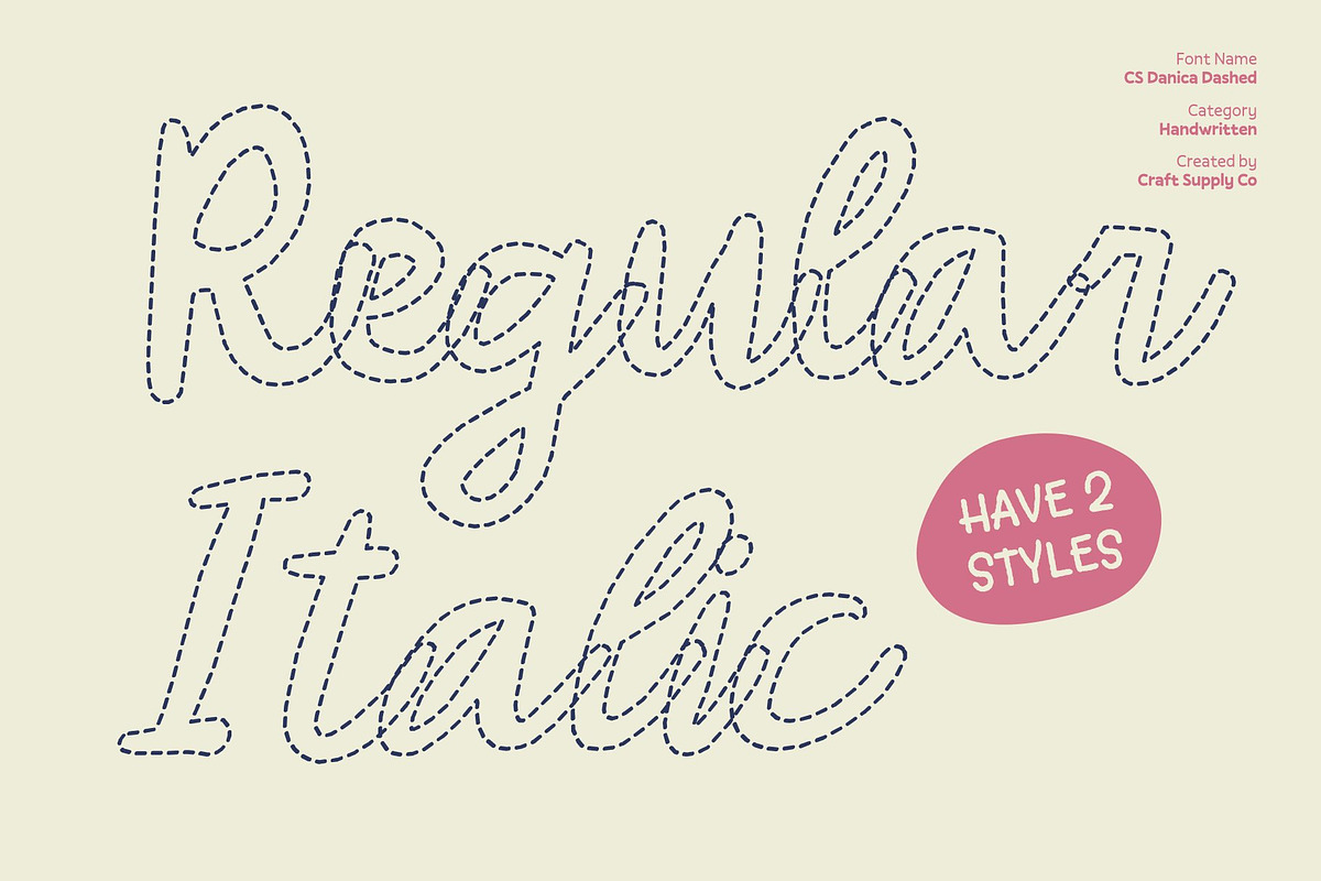 CS Danica Dashed, a Script Font by Craft Supply Co. (Photo 3 of 8)