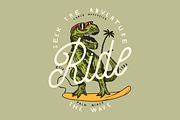 Dinosaur Surfer, an Illustration by hand draw (Thumbnail 1 of 3)