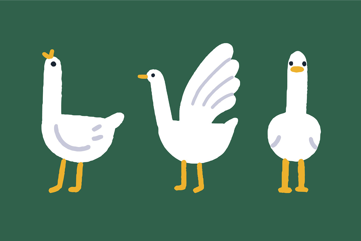 Cute goose. Funny birds, kids set, an Animal Illustration by Good Studio (Photo 5 of 7)
