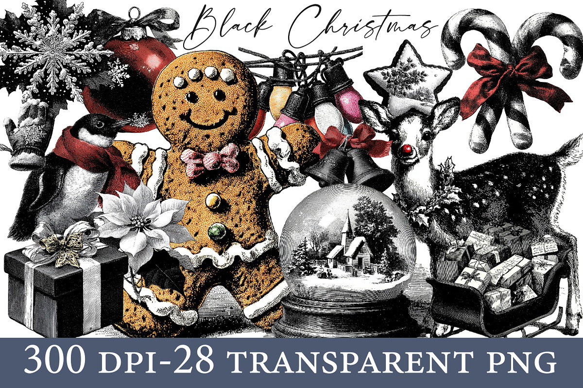 Black Christmas clipart, an Illustration by Designworld (Photo 1 of 5)