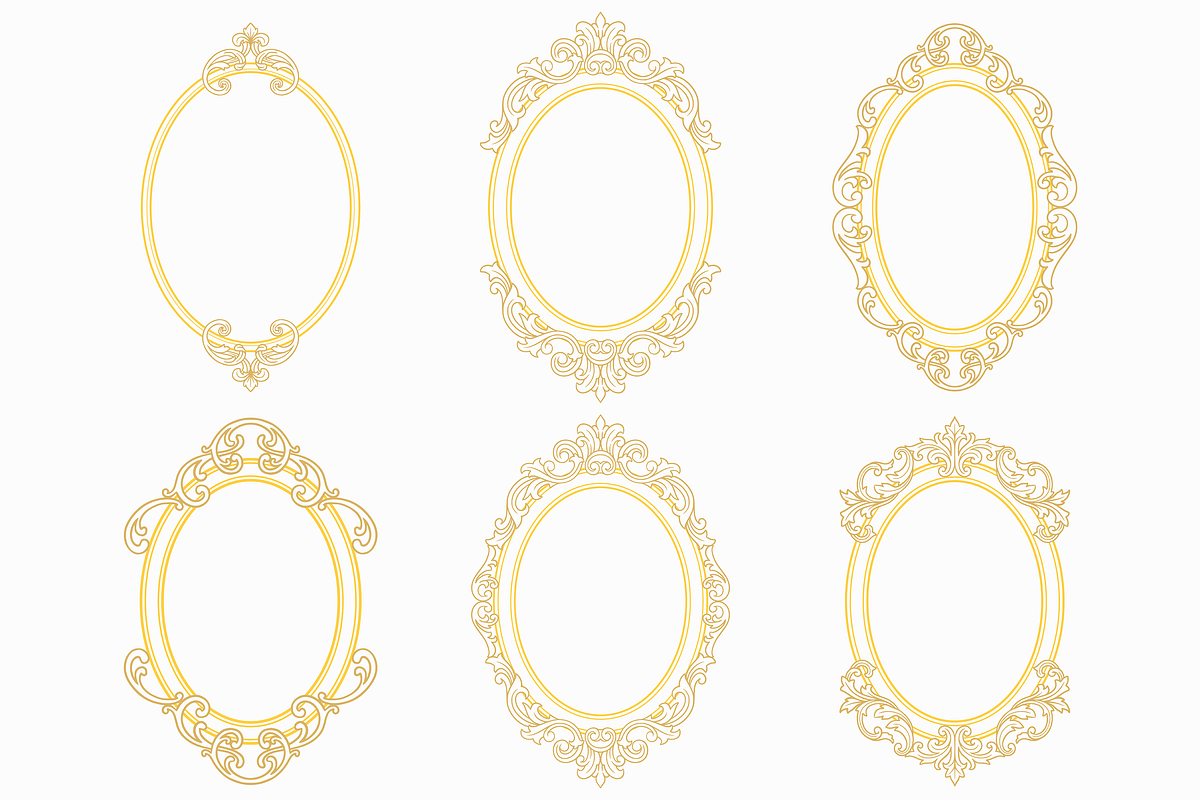 Oval Ornamental Frame Vector Bundle, a Decorative Illustration by Kusumaillustration (Photo 6 of 16)
