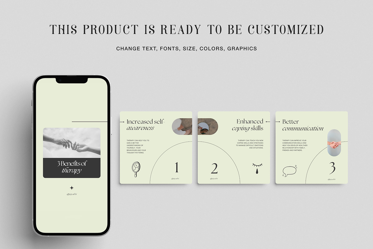 Mental Health Instagram Templates, a Social Media Template by Chewie Co (Photo 7 of 10)