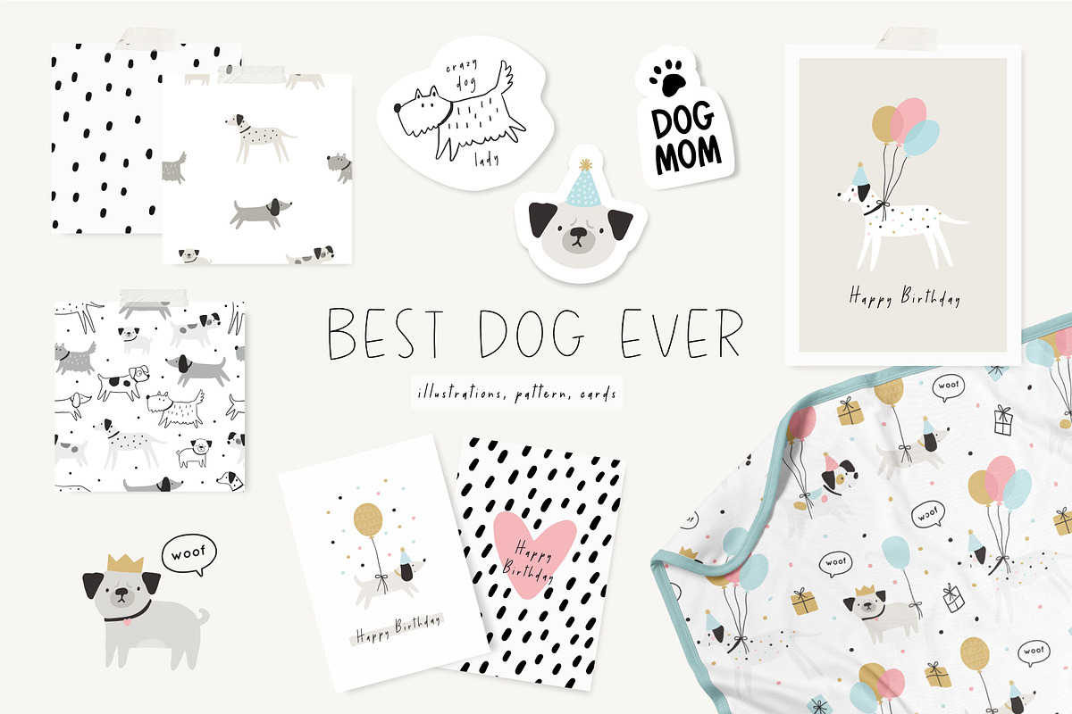 Best dog ever - cute cartoon dogs, an Animal Illustration by Barkova Nadya (Photo 1 of 7)