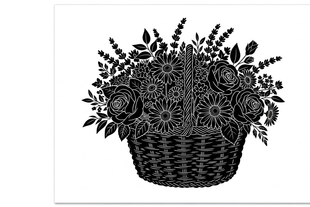 Charming flower basket wall art, an Illustration by Amazin_art (Photo 2 of 32)