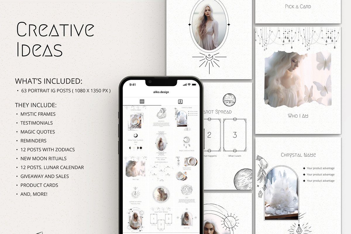 White Spiritual Instagram Posts, a Social Media Template by Under My Cozy Roof (Photo 3 of 10)