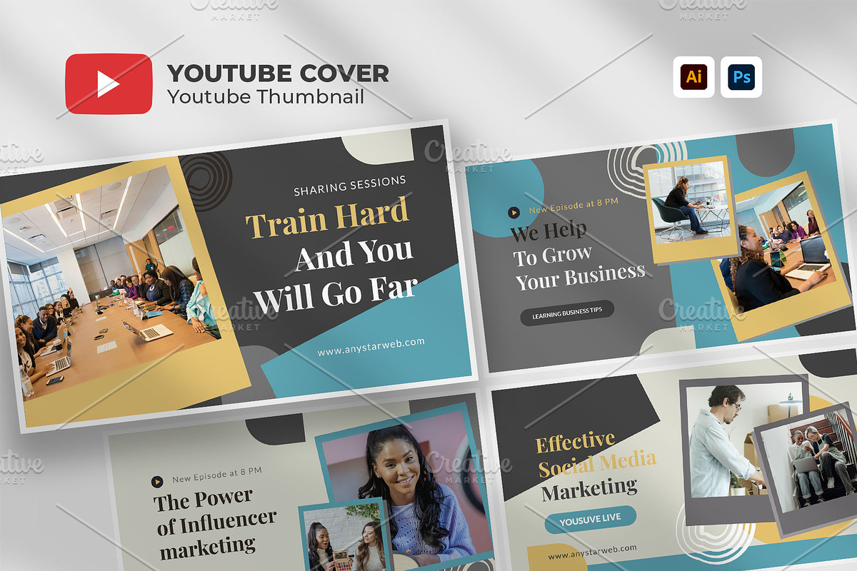 Business Youtube Thumbnail Template, a Social Media Template by hekenostudio (Photo 1 of 6)