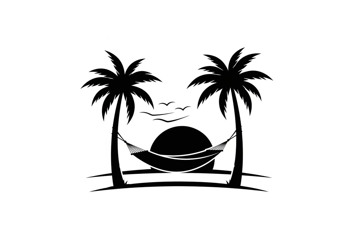 Palm Tree Hammock Silhouette Bundle, an Object Graphic by jahid234 (Photo 6 of 30)